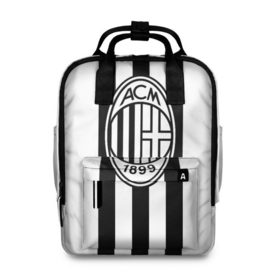 Женский рюкзак 3D с принтом FC Milan Black&White в городе Новоалтайск, 100% полиэстер | лямки с регулируемой длиной, сверху ручки, чтобы рюкзак нести как сумку. Основное отделение закрывается на молнию, как и внешний карман. Внутри два дополнительных кармана, один из которых закрывается на молнию. По бокам два дополнительных кармашка, куда поместится маленькая бутылочка
 | Тематика изображения на принте: 