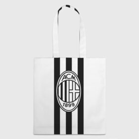 Сумка 3D повседневная с принтом FC Milan Black&White в городе Новоалтайск, 100% полиэстер | Плотность: 200 г/м2; Размер: 34×35 см; Высота лямок: 30 см | Тематика изображения на принте: 