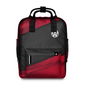 Женский рюкзак 3D с принтом VOLKSWAGEN SPORT в городе Новоалтайск, 100% полиэстер | лямки с регулируемой длиной, сверху ручки, чтобы рюкзак нести как сумку. Основное отделение закрывается на молнию, как и внешний карман. Внутри два дополнительных кармана, один из которых закрывается на молнию. По бокам два дополнительных кармашка, куда поместится маленькая бутылочка
 | Тематика изображения на принте: auto | car | carbon | volkswagen | автомобиль | машина