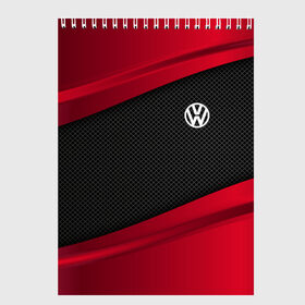 Скетчбук с принтом VOLKSWAGEN SPORT в городе Новоалтайск, 100% бумага
 | 48 листов, плотность листов — 100 г/м2, плотность картонной обложки — 250 г/м2. Листы скреплены сверху удобной пружинной спиралью | Тематика изображения на принте: auto | car | carbon | volkswagen | автомобиль | машина