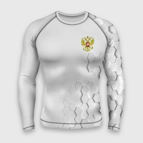 Мужской рашгард 3D с принтом RUSSIA. в городе Новоалтайск,  |  | geometrical figure | geometry | russia | texture | white | геометрические фигуры | геометрия | герб | патриотизм | россия | русский | соты | текстура | узор