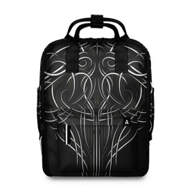 Женский рюкзак 3D с принтом Tribal Pattern в городе Новоалтайск, 100% полиэстер | лямки с регулируемой длиной, сверху ручки, чтобы рюкзак нести как сумку. Основное отделение закрывается на молнию, как и внешний карман. Внутри два дополнительных кармана, один из которых закрывается на молнию. По бокам два дополнительных кармашка, куда поместится маленькая бутылочка
 | Тематика изображения на принте: biker | bodybuilding | cool | fitness | gothic | gym | pattern | sport | style | tattoo | tribal | тату