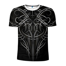 Мужская футболка 3D спортивная с принтом Tribal Pattern в городе Новоалтайск, 100% полиэстер с улучшенными характеристиками | приталенный силуэт, круглая горловина, широкие плечи, сужается к линии бедра | biker | bodybuilding | cool | fitness | gothic | gym | pattern | sport | style | tattoo | tribal | тату
