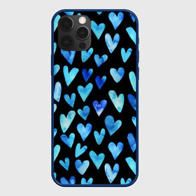 Чехол для iPhone 12 Pro Max Blue Hearts: в городе Новоалтайск, Силикон | | акварель | любовь | паттерн | сердечки