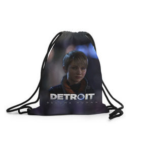 Рюкзак-мешок 3D с принтом Detroit: Become Human - Kara в городе Новоалтайск, 100% полиэстер | плотность ткани — 200 г/м2, размер — 35 х 45 см; лямки — толстые шнурки, застежка на шнуровке, без карманов и подкладки | connor | cyberlife | deviant | ps4 | rk800 |  detroit: become human | детроит | детроит: стать человеком | игры | коннор | пиратs | эксклюзив