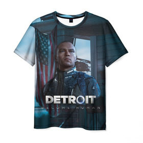 Мужская футболка 3D с принтом Detroit: Become Human - Markus в городе Новоалтайск, 100% полиэфир | прямой крой, круглый вырез горловины, длина до линии бедер | connor | cyberlife | deviant | ps4 | rk800 |  detroit: become human | детроит | детроит: стать человеком | игры | коннор | пиратs | эксклюзив