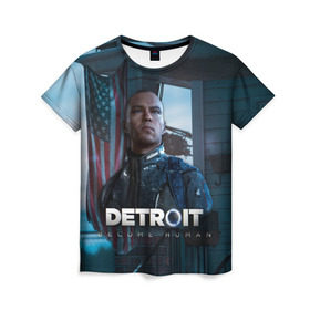 Женская футболка 3D с принтом Detroit: Become Human - Markus в городе Новоалтайск, 100% полиэфир ( синтетическое хлопкоподобное полотно) | прямой крой, круглый вырез горловины, длина до линии бедер | connor | cyberlife | deviant | ps4 | rk800 |  detroit: become human | детроит | детроит: стать человеком | игры | коннор | пиратs | эксклюзив