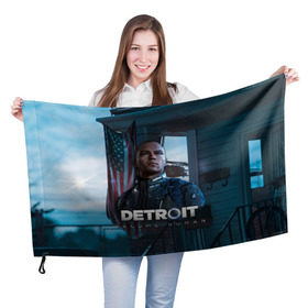 Флаг 3D с принтом Detroit: Become Human - Markus в городе Новоалтайск, 100% полиэстер | плотность ткани — 95 г/м2, размер — 67 х 109 см. Принт наносится с одной стороны | connor | cyberlife | deviant | ps4 | rk800 |  detroit: become human | детроит | детроит: стать человеком | игры | коннор | пиратs | эксклюзив