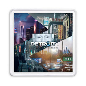 Магнит 55*55 с принтом Detroit: Become Human в городе Новоалтайск, Пластик | Размер: 65*65 мм; Размер печати: 55*55 мм | connor | cyberlife | deviant | ps4 | rk800 |  detroit: become human | детроит | детроит: стать человеком | игры | коннор | пиратs | эксклюзив