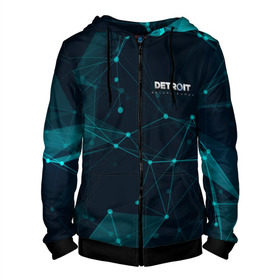 Мужская толстовка 3D на молнии с принтом Detroit: Become Human abstract в городе Новоалтайск, 100% полиэстер | длина до линии бедра, манжеты и пояс оформлены мягкой тканевой резинкой, двухслойный капюшон со шнурком для регулировки, спереди молния, по бокам два кармана | connor | cyberlife | deviant | ps4 | rk800 |  detroit: become human | детроит | детроит: стать человеком | игры | коннор | пиратs | эксклюзив