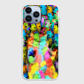 Чехол для iPhone 13 Pro Max с принтом Котики на дискотеке в городе Новоалтайск,  |  | Тематика изображения на принте: кошки | паттерн | психоделика | разноцветный | яркий