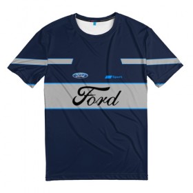 Мужская футболка 3D с принтом Ford в городе Новоалтайск, 100% полиэфир | прямой крой, круглый вырез горловины, длина до линии бедер | b c | bronco | capri | cougar | crown victoria | econoline | econovan | ecosport | edge | escape | falcon | ford | max | авто | автомобиль | знак | лого | машина | символ | тачка | форд | форт | эмблема
