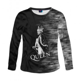 Женский лонгслив 3D с принтом Queen в городе Новоалтайск, 100% полиэстер | длинные рукава, круглый вырез горловины, полуприлегающий силуэт | paul rodgers | queen | quen | брайан мэй | глэм | группа | джон дикон | квин | королева | куин | меркури | меркьюри | мэркури | поп | роджер тейлор | рок | фредди | фреди | хард | хардрок