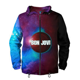 Мужская ветровка 3D с принтом Bon Jovi в городе Новоалтайск, 100% полиэстер | подол и капюшон оформлены резинкой с фиксаторами, два кармана без застежек по бокам, один потайной карман на груди | bon jovi | альбом | арена | бон | бон джови | глэм | группа | джови | джон | метал | музыка | надпись | песни | поп | попрок | рок | рокер | смайл | солист | софт | стена | хард | хеви | хевиметал