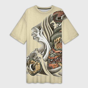 Платье-футболка 3D с принтом Восточный дракон в городе Новоалтайск,  |  | восток | дракон | тату | татуировка | япония