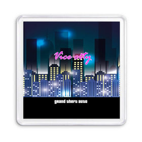 Магнит 55*55 с принтом GTA-Vice City в городе Новоалтайск, Пластик | Размер: 65*65 мм; Размер печати: 55*55 мм | 