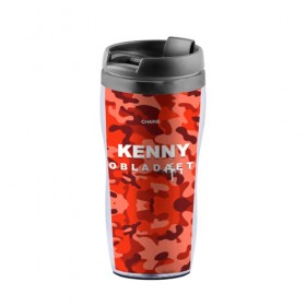 Термокружка-непроливайка с принтом Kenny в городе Новоалтайск, внутренняя часть — пищевой пластик, наружная часть — прозрачный пластик, между ними — полиграфическая вставка с рисунком | объем — 350 мл, герметичная крышка | Тематика изображения на принте: назар вотяков | обладает | русский рэп
