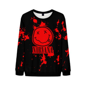 Мужской свитшот 3D с принтом Nirvana в городе Новоалтайск, 100% полиэстер с мягким внутренним слоем | круглый вырез горловины, мягкая резинка на манжетах и поясе, свободная посадка по фигуре | cobain | kurt | nevermino | nirvana | альтернативный | гранж | грол | группа | дональд | кобейн | курт | музыка | надпись | нервана | нирвана | новоселич | певец | рок | смайл | смайлик | солист