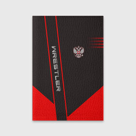 Обложка для паспорта матовая кожа с принтом Wrestler в городе Новоалтайск, натуральная матовая кожа | размер 19,3 х 13,7 см; прозрачные пластиковые крепления | борец | борьба | геометрия | красный | россия | рф | черный