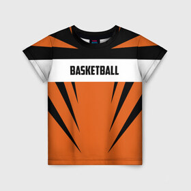 Детская футболка 3D с принтом Basketball в городе Новоалтайск, 100% гипоаллергенный полиэфир | прямой крой, круглый вырез горловины, длина до линии бедер, чуть спущенное плечо, ткань немного тянется | basketball | nba | sport | баскет | баскетбол | бол | борьба | игра | линии | надпись | нба | полосы | россии | россия | рф | сборная | символ | состязание | спорт | стритбол | фиба | флаг