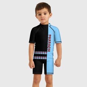 Детский купальный костюм 3D с принтом Pharaoh в городе Новоалтайск, Полиэстер 85%, Спандекс 15% | застежка на молнии на спине | pharaoh | rap | битмейкер | голубин | реп | рэп | фараон | фристайл | хип хоп | хипхоп