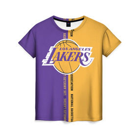 Женская футболка 3D с принтом Los angeles lakers. NBA в городе Новоалтайск, 100% полиэфир ( синтетическое хлопкоподобное полотно) | прямой крой, круглый вырез горловины, длина до линии бедер | basketbal | basketball | la | lakers | los angeles | los angeles lakers | national | nba | анжелес | баскетбол | лос анджелес | лэйкерс | национальная бескетбольная ассоциация | нба | онил | шакил