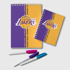 Блокнот с принтом Los angeles lakers NBA в городе Новоалтайск, 100% бумага | 48 листов, плотность листов — 60 г/м2, плотность картонной обложки — 250 г/м2. Листы скреплены удобной пружинной спиралью. Цвет линий — светло-серый
 | basketbal | basketball | la | lakers | los angeles | los angeles lakers | national | nba | анжелес | баскетбол | лос анджелес | лэйкерс | национальная бескетбольная ассоциация | нба | онил | шакил