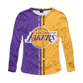 Женский лонгслив 3D с принтом Los angeles lakers. NBA в городе Новоалтайск, 100% полиэстер | длинные рукава, круглый вырез горловины, полуприлегающий силуэт | basketbal | basketball | la | lakers | los angeles | los angeles lakers | national | nba | анжелес | баскетбол | лос анджелес | лэйкерс | национальная бескетбольная ассоциация | нба | онил | шакил