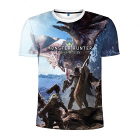Мужская футболка 3D спортивная с принтом Monster Hunter: World в городе Новоалтайск, 100% полиэстер с улучшенными характеристиками | приталенный силуэт, круглая горловина, широкие плечи, сужается к линии бедра | Тематика изображения на принте: 