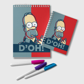 Блокнот с принтом Homer Simpson (DOH!) в городе Новоалтайск, 100% бумага | 48 листов, плотность листов — 60 г/м2, плотность картонной обложки — 250 г/м2. Листы скреплены удобной пружинной спиралью. Цвет линий — светло-серый
 | Тематика изображения на принте: bart | doh | homer | homer simpson | hope | hope poster | lisa | march | poster | simpsons | барт. лиза | гомер | мардж | мегги | пончик | пончик и гомер | симпсоны