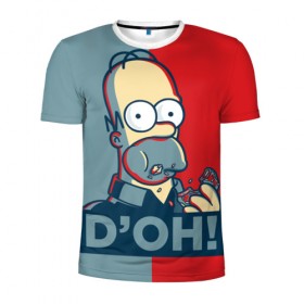 Мужская футболка 3D спортивная с принтом Homer Simpson (D`OH!) в городе Новоалтайск, 100% полиэстер с улучшенными характеристиками | приталенный силуэт, круглая горловина, широкие плечи, сужается к линии бедра | Тематика изображения на принте: bart | doh | homer | homer simpson | hope | hope poster | lisa | march | poster | simpsons | барт. лиза | гомер | мардж | мегги | пончик | пончик и гомер | симпсоны