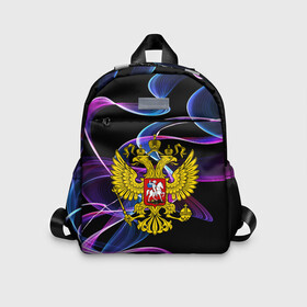 Детский рюкзак 3D с принтом RUSSIA в городе Новоалтайск, 100% полиэстер | лямки с регулируемой длиной, сверху петелька, чтобы рюкзак можно было повесить на вешалку. Основное отделение закрывается на молнию, как и внешний карман. Внутри дополнительный карман. По бокам два дополнительных кармашка | abstraction | grunge | russia | sport | абстракция | герб | краска | русский | символика рф | спорт | спортивный | триколор | униформа | форма | я русский