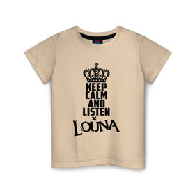 Детская футболка хлопок с принтом Keep calm and listen Louna в городе Новоалтайск, 100% хлопок | круглый вырез горловины, полуприлегающий силуэт, длина до линии бедер | louna | альтернативный | вит | виталий демиденко | група | группа | леонид кинзбурский | лу | луна | лусинэ геворкян | метал | ню | нюметал | панк | панкрок | пилот | рок | ру | рубен казарьян | серж
