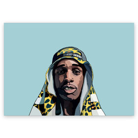 Поздравительная открытка с принтом ASAP Rocky в городе Новоалтайск, 100% бумага | плотность бумаги 280 г/м2, матовая, на обратной стороне линовка и место для марки
 | aap | asap | asaprocky | explicit | mayers | rakim | rakimmayers | rocky | testing | worldwide | асап | майерс | откровенный | раким | ракиммайерс | роки | рокки | эйсап | эйсэп