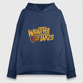 Женское худи Oversize хлопок с принтом Cavaliers - Whatever it Takes в городе Новоалтайск, френч-терри — 70% хлопок, 30% полиэстер. Мягкий теплый начес внутри —100% хлопок | боковые карманы, эластичные манжеты и нижняя кромка, капюшон на магнитной кнопке | basketbal | cleveland cavaliers | nba | баскетбол | кливленд кавальерс | нба