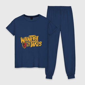 Женская пижама хлопок с принтом Cavaliers - Whatever it Takes в городе Новоалтайск, 100% хлопок | брюки и футболка прямого кроя, без карманов, на брюках мягкая резинка на поясе и по низу штанин | basketbal | cleveland cavaliers | nba | баскетбол | кливленд кавальерс | нба