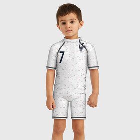 Детский купальный костюм 3D с принтом Griezmann away WC 2018 в городе Новоалтайск, Полиэстер 85%, Спандекс 15% | застежка на молнии на спине | antoine | cup | euro | france | griezmann | world | антуан | гризманн | конфедераций | кубок | франция | чемпионат