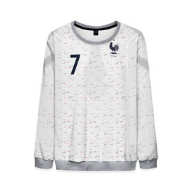 Мужской свитшот 3D с принтом Griezmann away WC 2018 в городе Новоалтайск, 100% полиэстер с мягким внутренним слоем | круглый вырез горловины, мягкая резинка на манжетах и поясе, свободная посадка по фигуре | antoine | cup | euro | france | griezmann | world | антуан | гризманн | конфедераций | кубок | франция | чемпионат