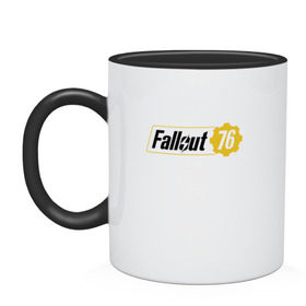 Кружка двухцветная с принтом Fallout76 в городе Новоалтайск, керамика | объем — 330 мл, диаметр — 80 мм. Цветная ручка и кайма сверху, в некоторых цветах — вся внутренняя часть | Тематика изображения на принте: 76 | bethesda | fallout76 | vault | фалаут | фолаут | фоллаут