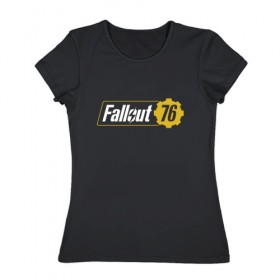 Женская футболка хлопок с принтом Fallout76_ в городе Новоалтайск, 100% хлопок | прямой крой, круглый вырез горловины, длина до линии бедер, слегка спущенное плечо | Тематика изображения на принте: 