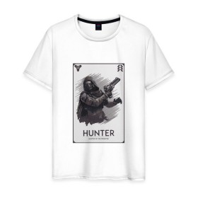 Мужская футболка хлопок с принтом DESTINY-HUNTER в городе Новоалтайск, 100% хлопок | прямой крой, круглый вырез горловины, длина до линии бедер, слегка спущенное плечо. | destiny | hunter | охотник