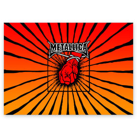 Поздравительная открытка с принтом Metallica в городе Новоалтайск, 100% бумага | плотность бумаги 280 г/м2, матовая, на обратной стороне линовка и место для марки
 | Тематика изображения на принте: anger | fans | metall | metallica | st | альбом | альбома | группа | логотип | металл | металлика | обложка | фанат