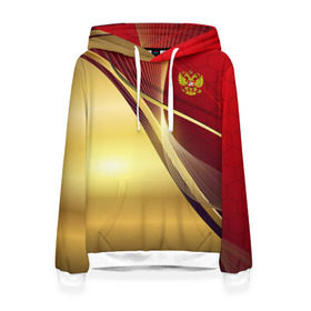Женская толстовка 3D с принтом RUSSIA SPORT: Red and Gold в городе Новоалтайск, 100% полиэстер  | двухслойный капюшон со шнурком для регулировки, мягкие манжеты на рукавах и по низу толстовки, спереди карман-кенгуру с мягким внутренним слоем. | abstract | design | geometry | hexagon | red and black | russia | sport | texture | абстракция | геометрия | герб | дизайн | патриот | патриотизм | россия | русский | соты | спорт | текстура | шестиугольники