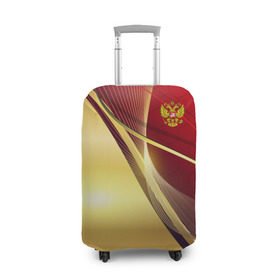 Чехол для чемодана 3D с принтом RUSSIA SPORT: Red and Gold в городе Новоалтайск, 86% полиэфир, 14% спандекс | двустороннее нанесение принта, прорези для ручек и колес | abstract | design | geometry | hexagon | red and black | russia | sport | texture | абстракция | геометрия | герб | дизайн | патриот | патриотизм | россия | русский | соты | спорт | текстура | шестиугольники