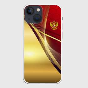 Чехол для iPhone 13 mini с принтом RUSSIA SPORT: Red and Gold. в городе Новоалтайск,  |  | abstract | design | geometry | hexagon | red and black | russia | sport | texture | абстракция | геометрия | герб | дизайн | патриот | патриотизм | россия | русский | соты | спорт | текстура | шестиугольники