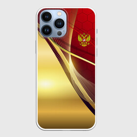 Чехол для iPhone 13 Pro Max с принтом RUSSIA SPORT: Red and Gold. в городе Новоалтайск,  |  | Тематика изображения на принте: abstract | design | geometry | hexagon | red and black | russia | sport | texture | абстракция | геометрия | герб | дизайн | патриот | патриотизм | россия | русский | соты | спорт | текстура | шестиугольники