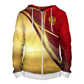 Мужская толстовка 3D на молнии с принтом RUSSIA SPORT: Red and Gold в городе Новоалтайск, 100% полиэстер | длина до линии бедра, манжеты и пояс оформлены мягкой тканевой резинкой, двухслойный капюшон со шнурком для регулировки, спереди молния, по бокам два кармана | abstract | design | geometry | hexagon | red and black | russia | sport | texture | абстракция | геометрия | герб | дизайн | патриот | патриотизм | россия | русский | соты | спорт | текстура | шестиугольники