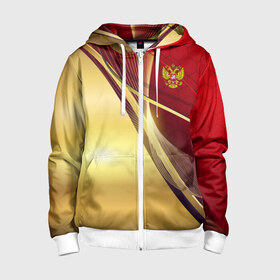 Детская толстовка 3D на молнии с принтом RUSSIA SPORT: Red and Gold. в городе Новоалтайск, 100% полиэстер |  манжеты и пояс оформлены широкой мягкой резинкой, двухслойный капюшон со шнурком для регулировки, спереди карманы и застежка-молния
 | Тематика изображения на принте: abstract | design | geometry | hexagon | red and black | russia | sport | texture | абстракция | геометрия | герб | дизайн | патриот | патриотизм | россия | русский | соты | спорт | текстура | шестиугольники