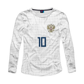 Женский лонгслив 3D с принтом Smolov away WC 2018 в городе Новоалтайск, 100% полиэстер | длинные рукава, круглый вырез горловины, полуприлегающий силуэт | championship | cup | fedor | russia | smolov | world | мира | мундиаль | россия | смолов | фёдор | чемпионат