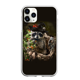 Чехол для iPhone 11 Pro Max матовый с принтом Енот и сова в городе Новоалтайск, Силикон |  | Тематика изображения на принте: дерево | енот | животные | лес | птицы | сова | шляпа